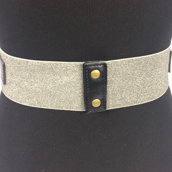 Loft Faux Snake Skin Stretch Belt Silver, Black - Picture 4 of 7